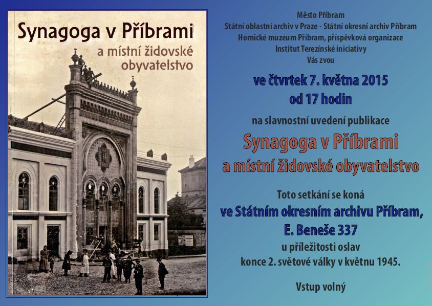 Synagoga v Příbrami a místní židovské obyvatelstvo: křest publikace 7. května - pozvanka