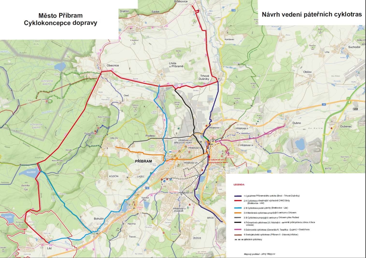 Cyklistická koncepce města je připravena k projednání - mapa