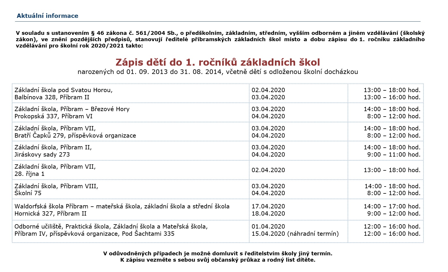 AKTUALIZOVÁNO: Aktuální informace ze školství - Zapisy_ZS_2020