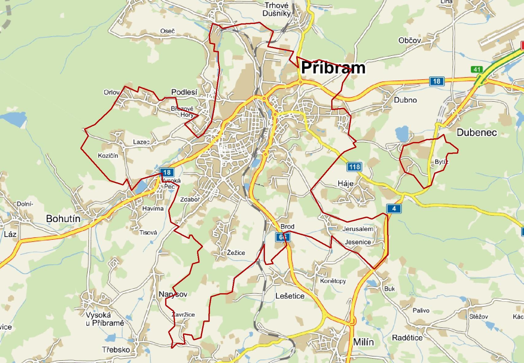 Hranice města Příbram
