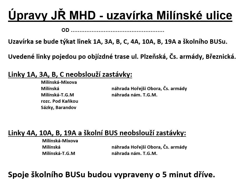 Úprava jízdních řádů