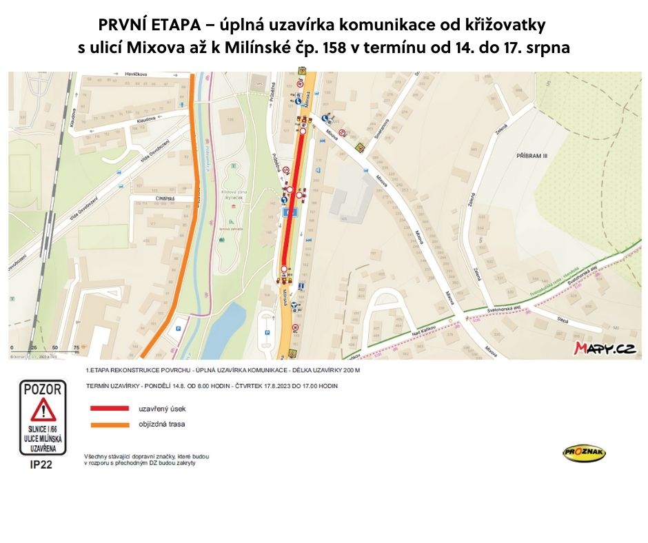 Kompletní výměna povrchu vozovky v Milínské ul. začne v polovině srpna - 2
