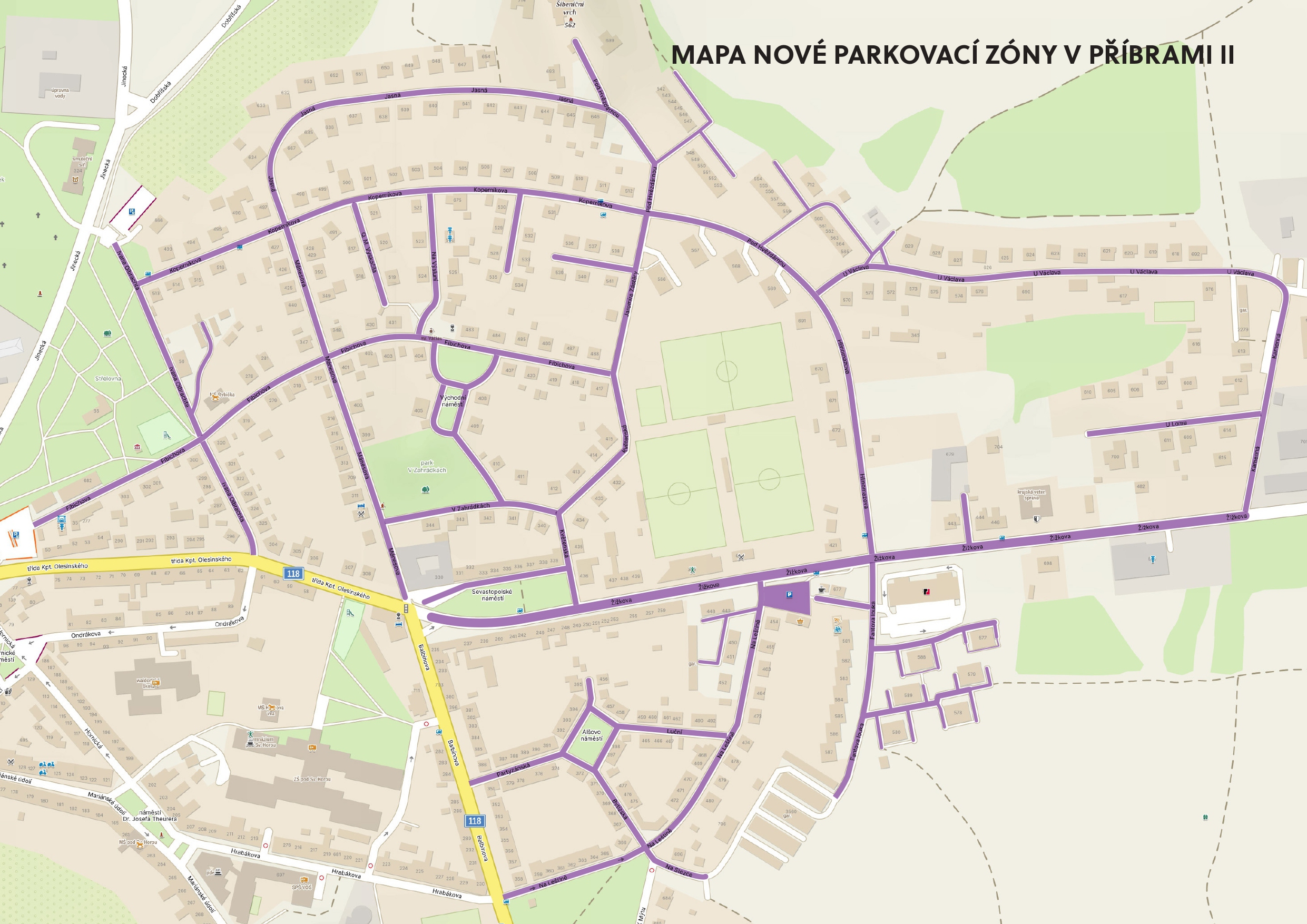 mapa parkovací zóny