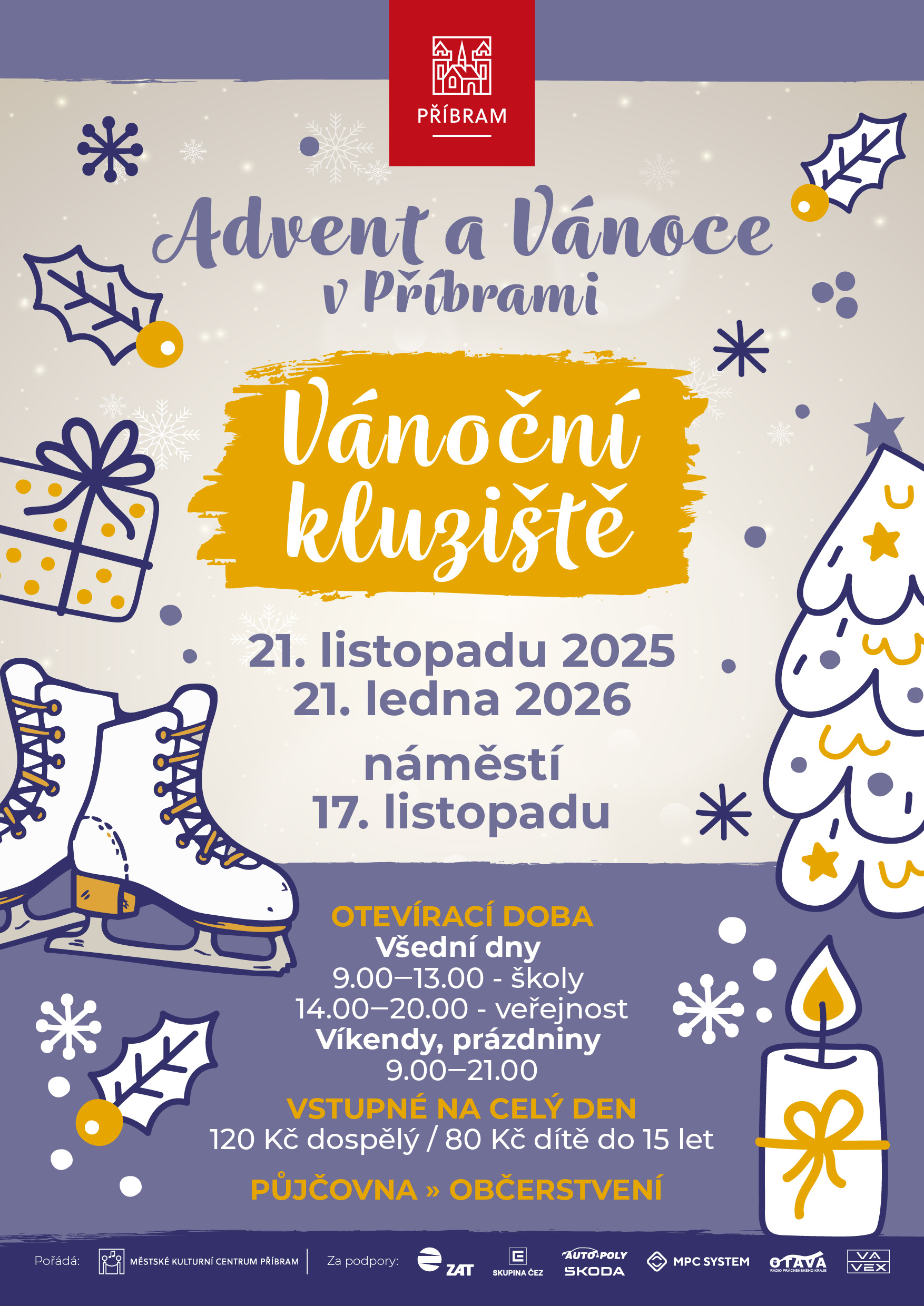 Vánoční kluziště v Příbrami 2025