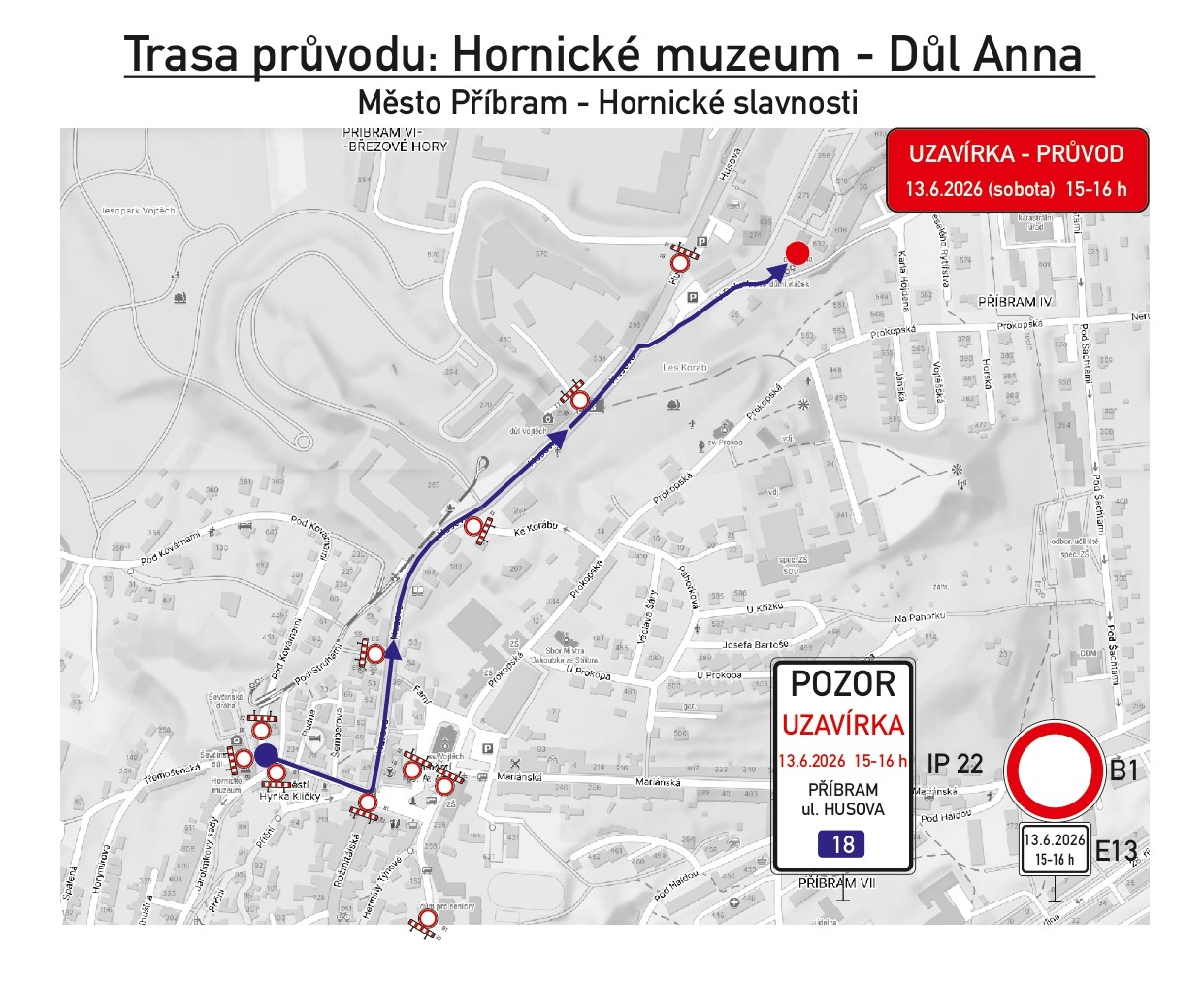Trasa průvodu Hornické muzeum - Důl Anna