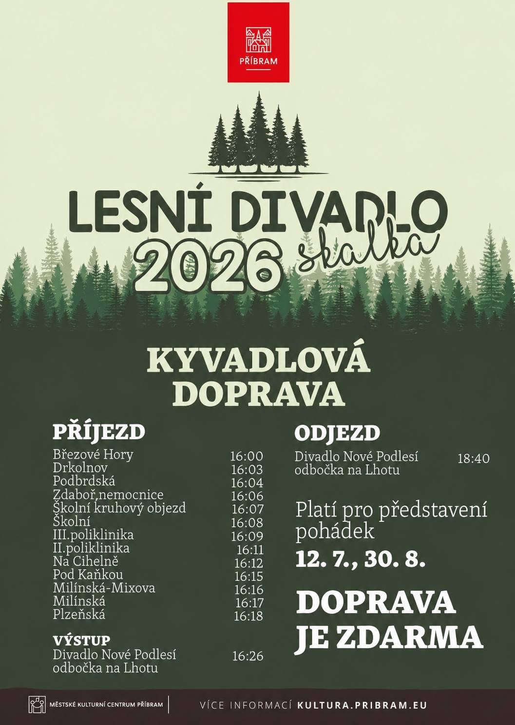 Lesní divadlo Skalka v Podlesí, 2026